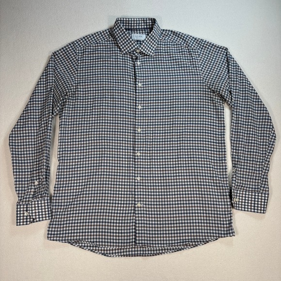 Eton Shirt Mens 2XL / 46-18 Multicolor Gingham Plaid Contemporary Cotton Button - Picture 1 of 16